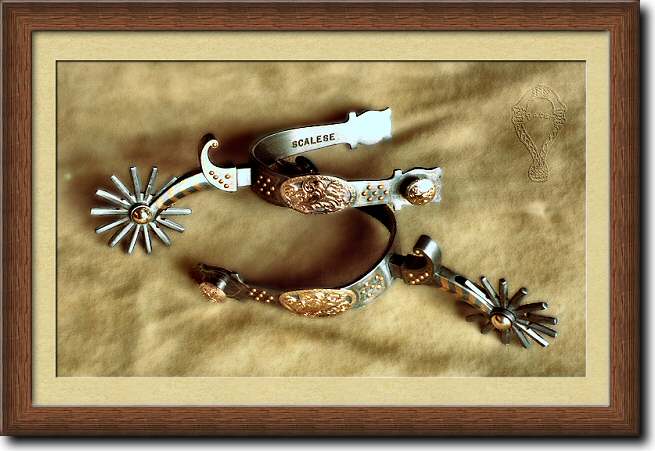 French gray spurs with gold inlay and ovrlay