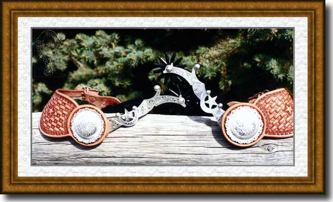 Silver overlayed star pattern spurs 