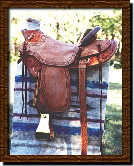 Half Breed Saddle with Floral tooling
