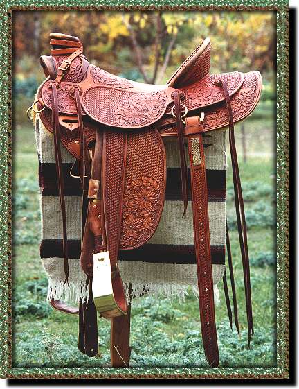 Floral/Basket Stamped Saddle